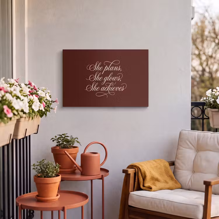 Buiten canvas - She plans she glows she achieves - Rood - Cursief — 4