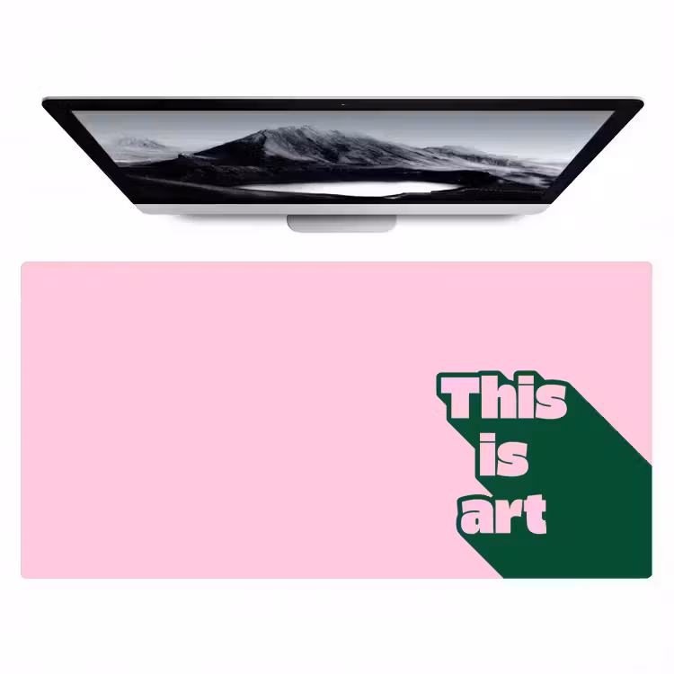 Bureau onderlegger - Groen - Teskt - This is art - Roze — 1