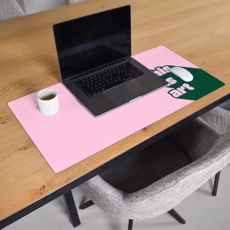 Bureau onderlegger - Groen - Teskt - This is art - Roze — 3
