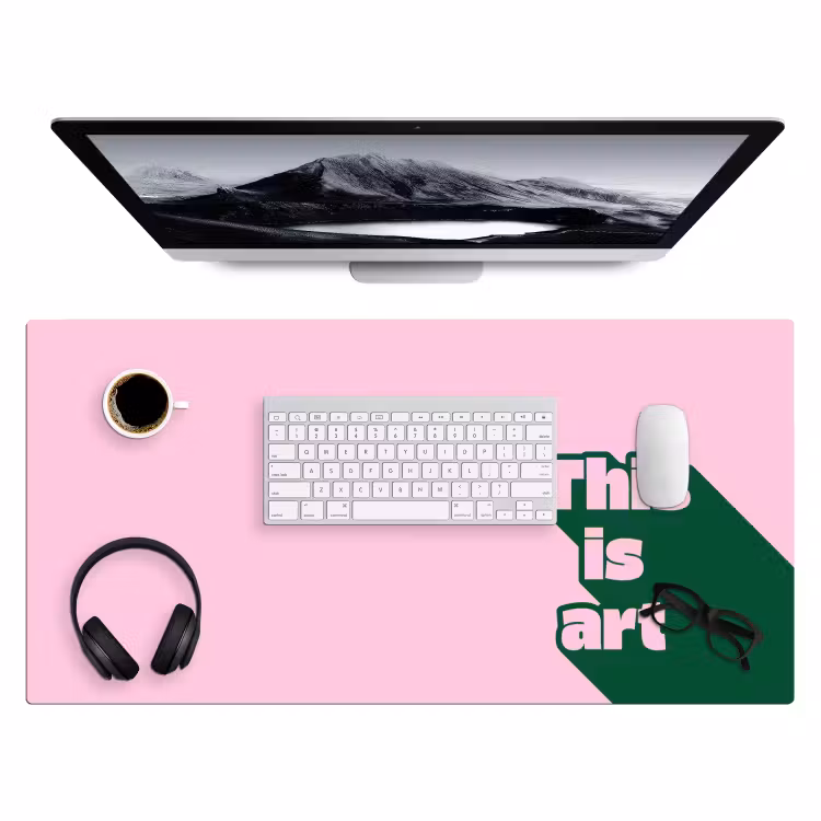 Bureau onderlegger - Groen - Teskt - This is art - Roze — 4