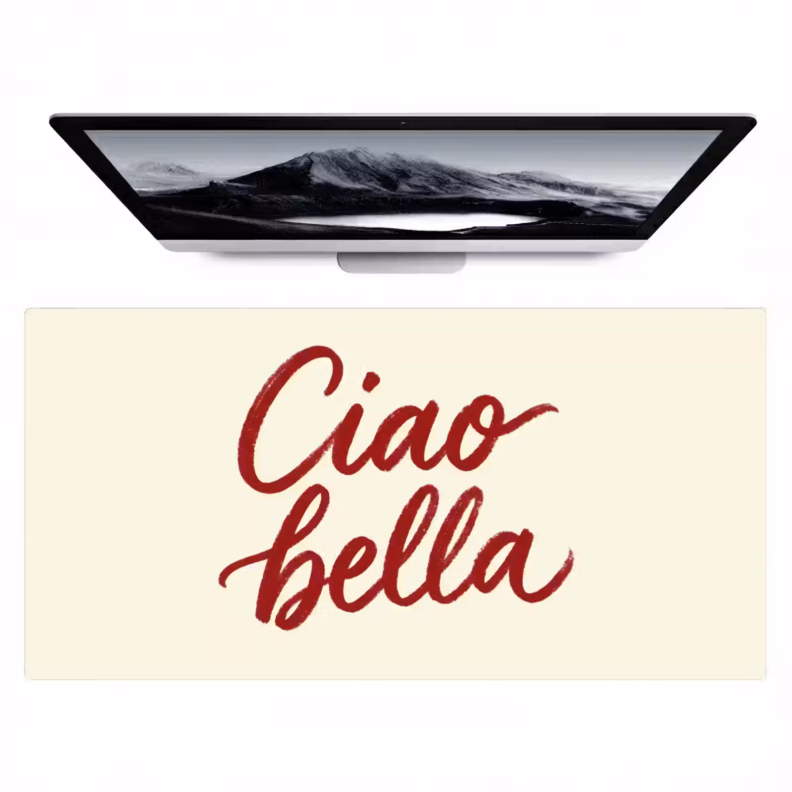 Bureau onderlegger - Ciao bella - Rood - Wit - Minimalistisch — 1