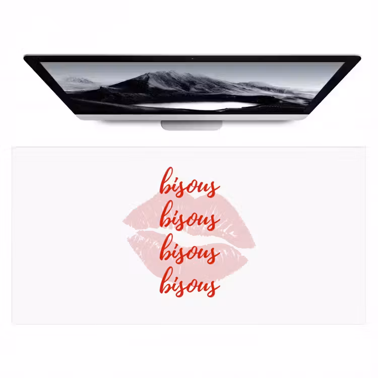 Bureau onderlegger - Bisous - Lip - Wit - Rood — 1