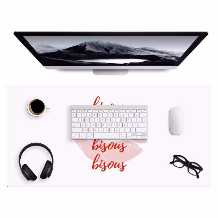 Bureau onderlegger - Bisous - Lip - Wit - Rood — 4