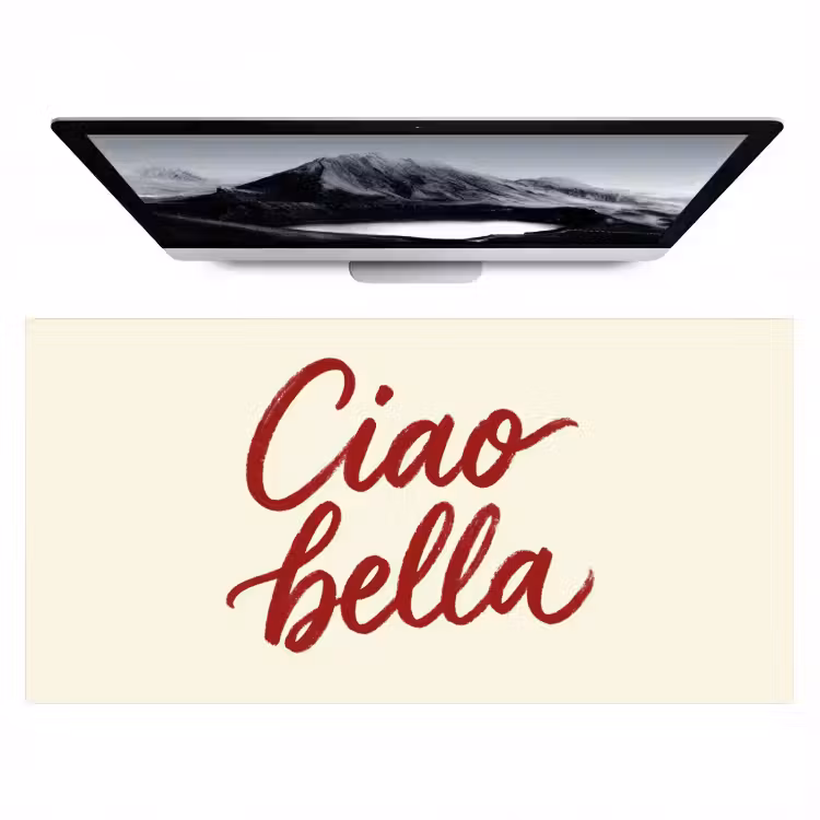 Bureau onderlegger - Ciao bella - Rood - Wit - Minimalistisch — 1