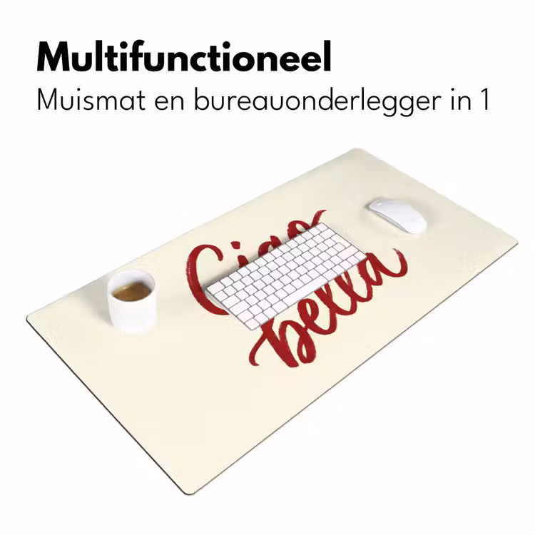 Bureau onderlegger - Ciao bella - Rood - Wit - Minimalistisch — 7