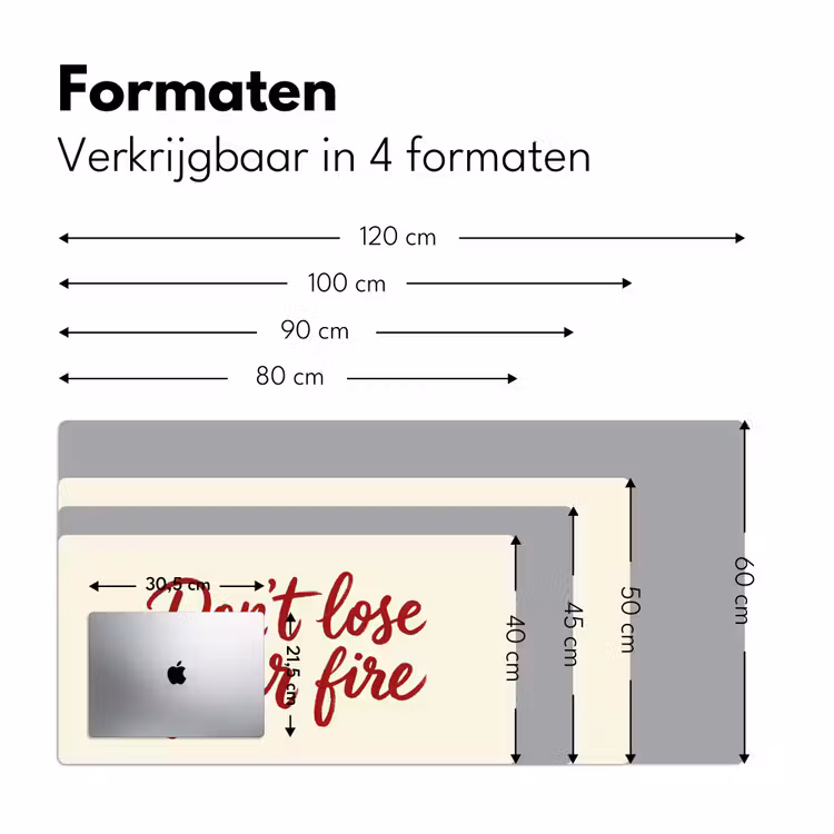 Bureau onderlegger - Don't lose your fire - Rood - Wit - Minimalistisch — 8