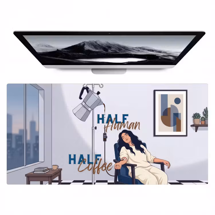 Bureau onderlegger - Half human, Half Coffee - Infuus - Koffie — 1