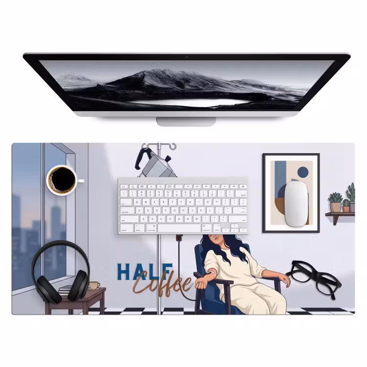 Bureau onderlegger - Half human, Half Coffee - Infuus - Koffie — 4