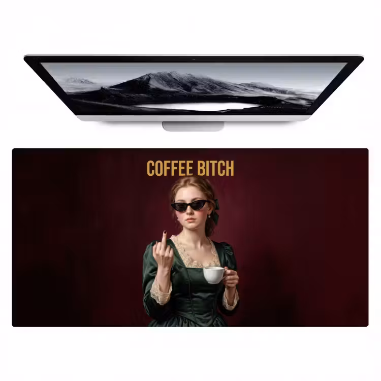 Bureau onderlegger - Koffie - Vrouw - Middelvinger — 1