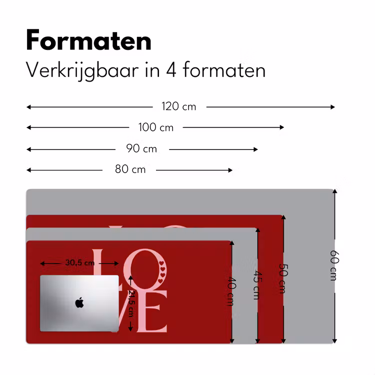 Bureau onderlegger - Love - Rood - Hatjes — 8