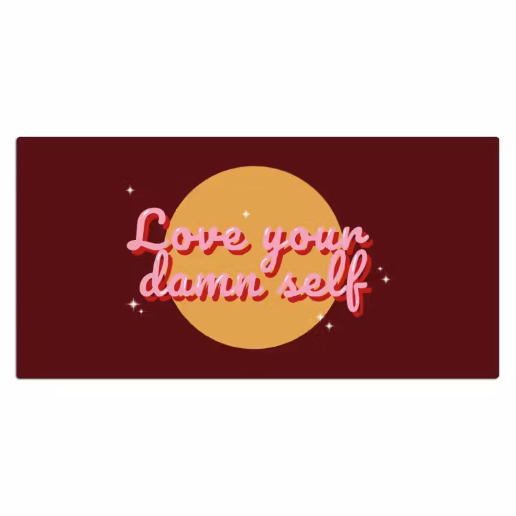 Bureau onderlegger - love your damn self - Cirkel - Glitter - Rood — 2