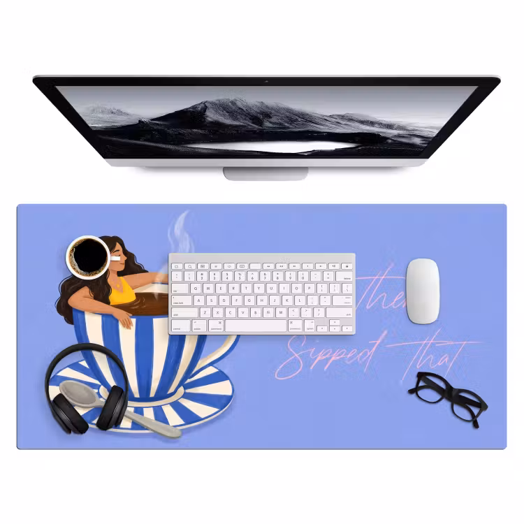 Bureau onderlegger - Mok - Koffie - Vrouw - Paars — 4
