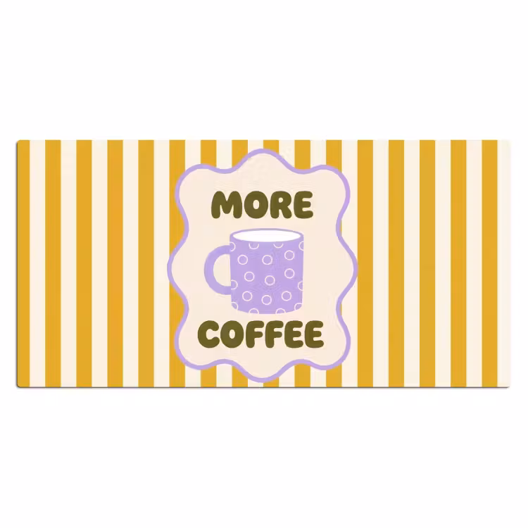 Bureau onderlegger - More coffee - Geel - Paars - Strepen - Mok — 2