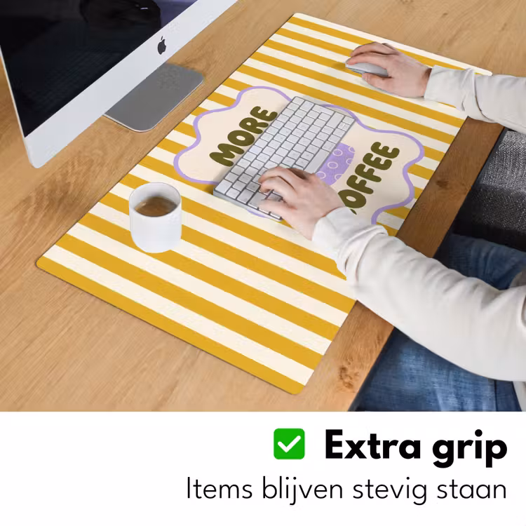Bureau onderlegger - More coffee - Geel - Paars - Strepen - Mok — 6