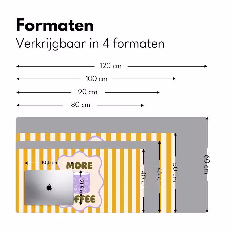 Bureau onderlegger - More coffee - Geel - Paars - Strepen - Mok — 8
