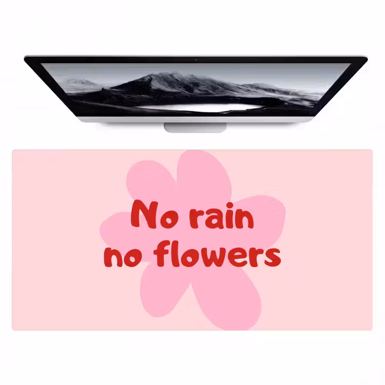Bureau onderlegger - No rain no flowers - Bloem - Roze — 1