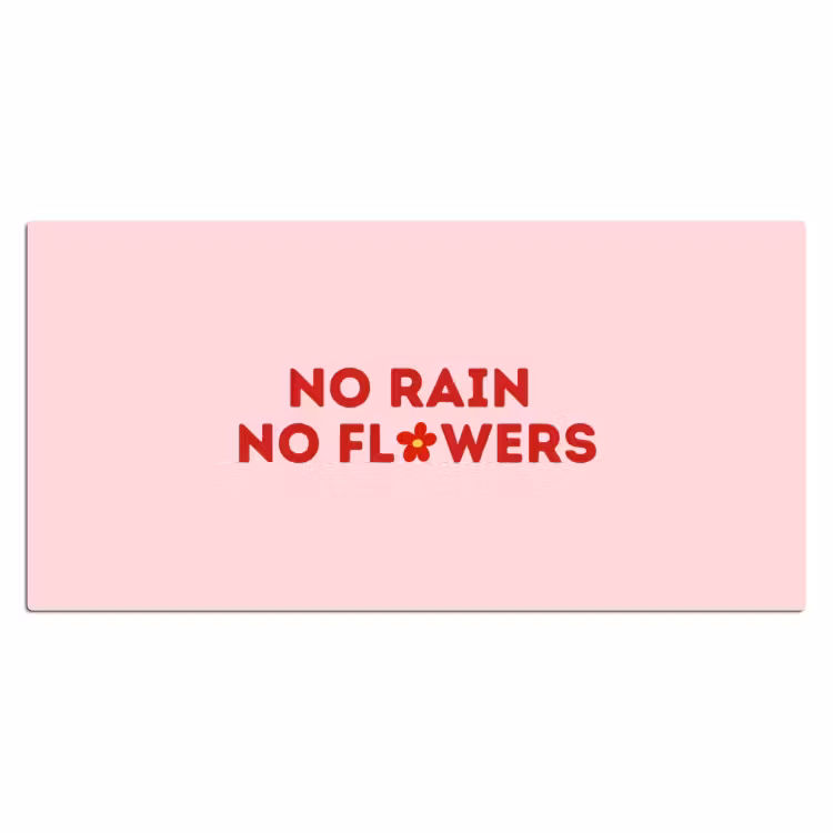 Bureau onderlegger - No rain no flowers - Minimalistisch - Roze - Bloem — 2