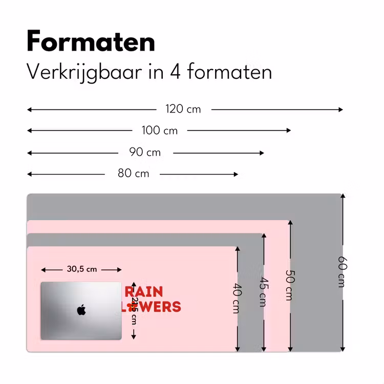 Bureau onderlegger - No rain no flowers - Minimalistisch - Roze - Bloem — 8