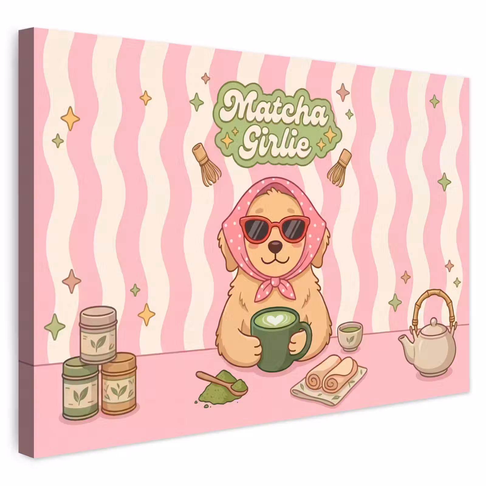 Buiten canvas - Matcha - Hond - Roze - Groen — 1