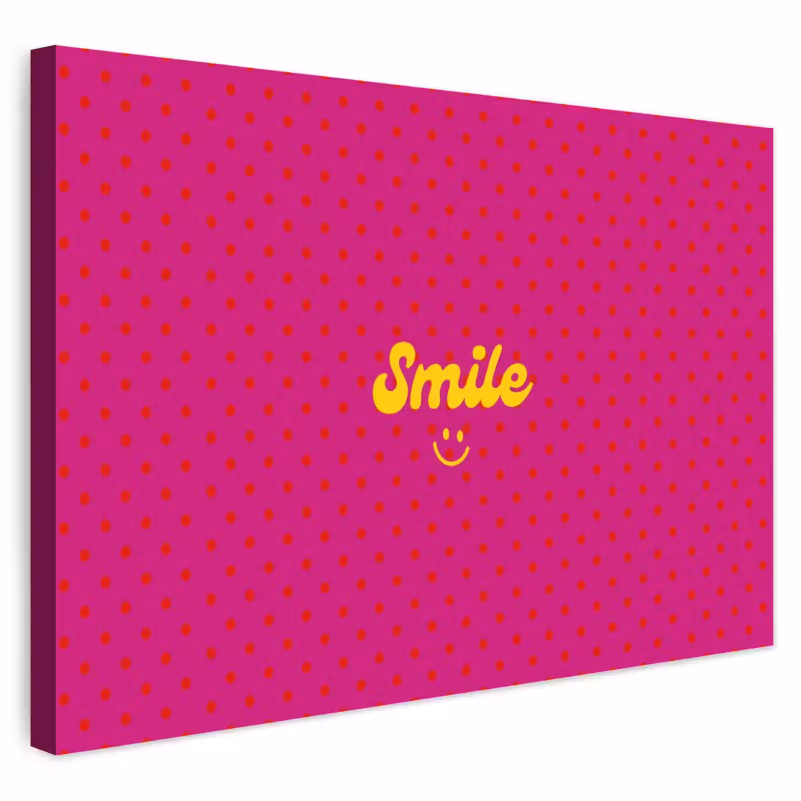 Buiten canvas - Smile - Stippen - Geel - Smiley - Roze — 1