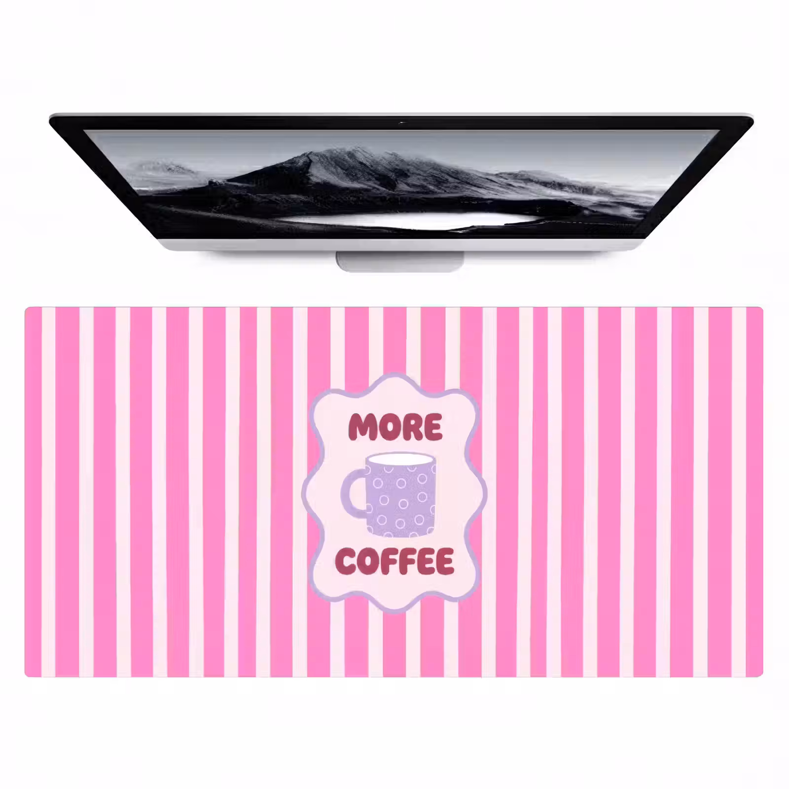 Bureau onderlegger - More coffee - Roze - Paars - Strepen - Mok — 1