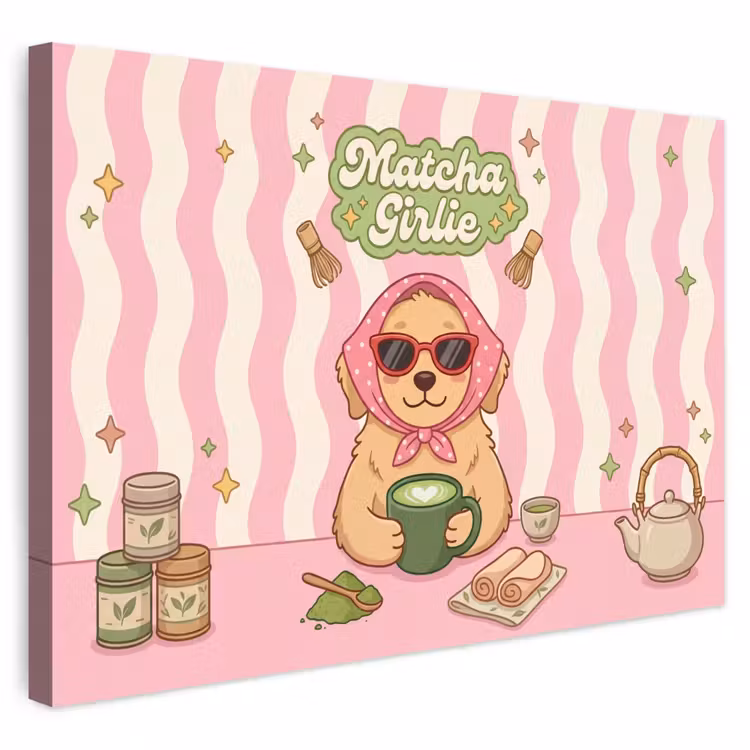 Buiten canvas - Matcha - Hond - Roze - Groen — 1
