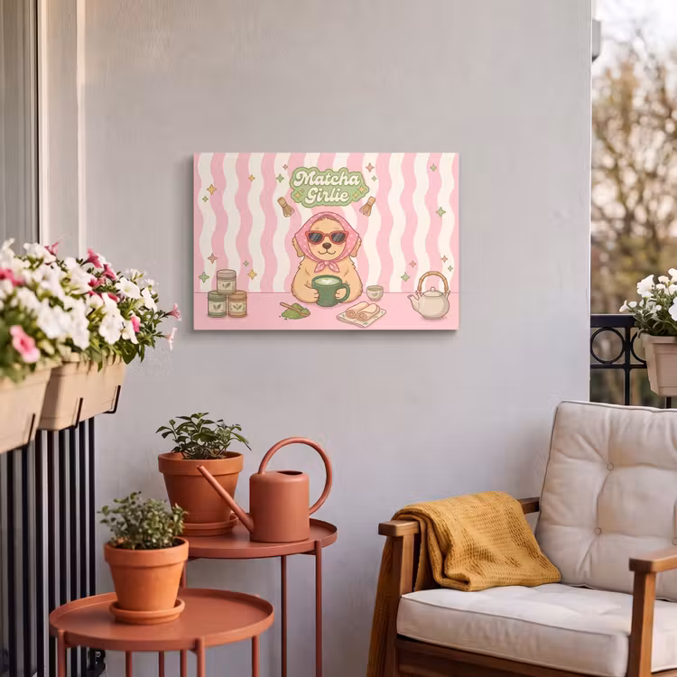 Buiten canvas - Matcha - Hond - Roze - Groen — 3