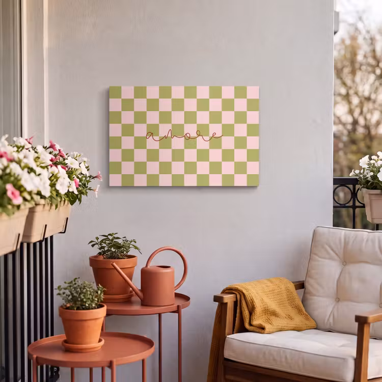 Buiten canvas - Patroon - Geblokt - Olijfgroen - Amore — 3