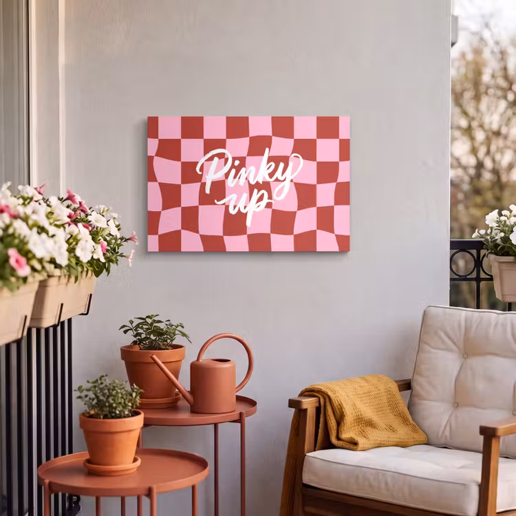 Buiten canvas - Pinky up - Geblokt - Bordeauxrood — 3