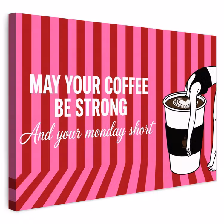 Buiten canvas - Roze - Strepen - Koffie - Maandag — 1