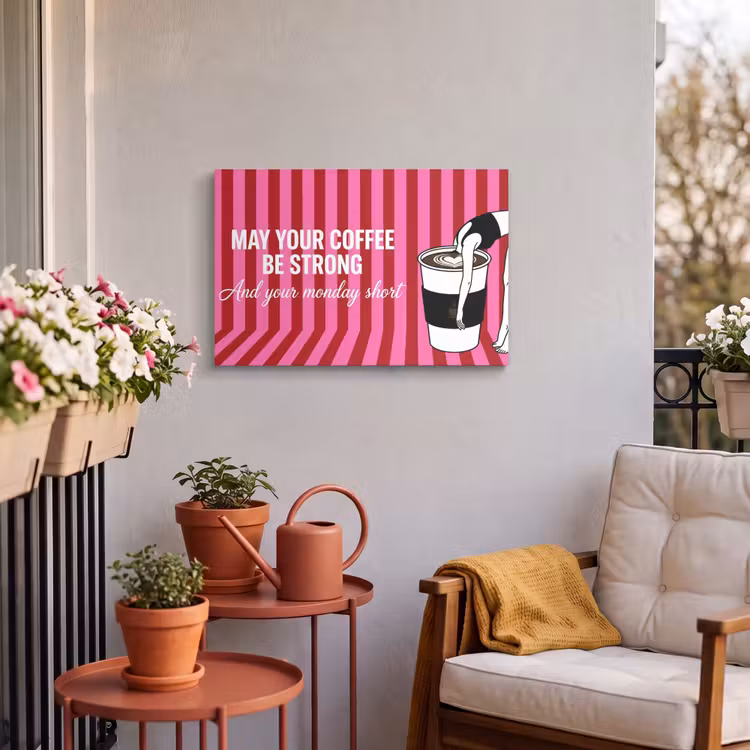 Buiten canvas - Roze - Strepen - Koffie - Maandag — 3
