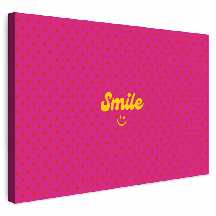 Buiten canvas - Smile - Stippen - Geel - Smiley - Roze — 1