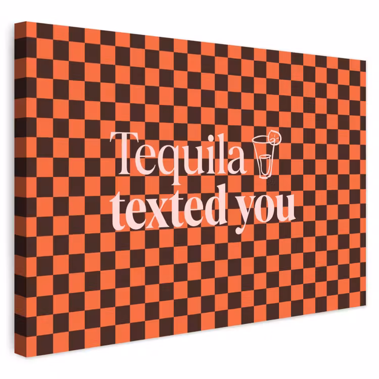 Buiten canvas - Tequila texted you - Glas - Vierkanten - Oranje — 1