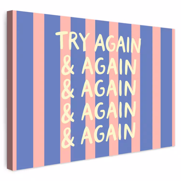 Buiten canvas - Try again - Strepen - Roze - Verticaal - Blauw — 1