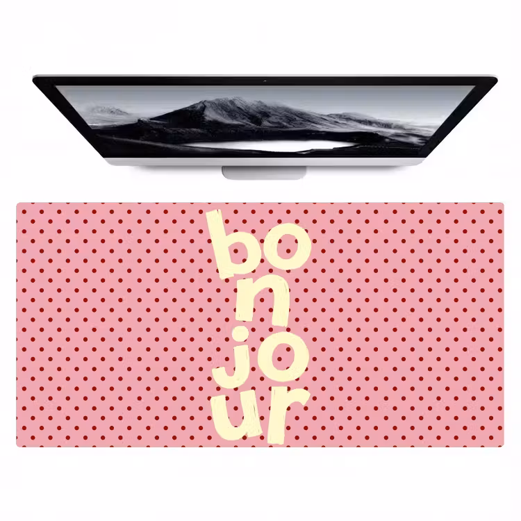Bureau onderlegger - Bonjour - Stippen - Roze- Geel — 1