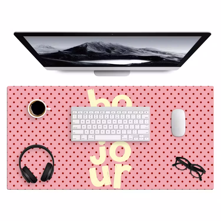 Bureau onderlegger - Bonjour - Stippen - Roze- Geel — 4