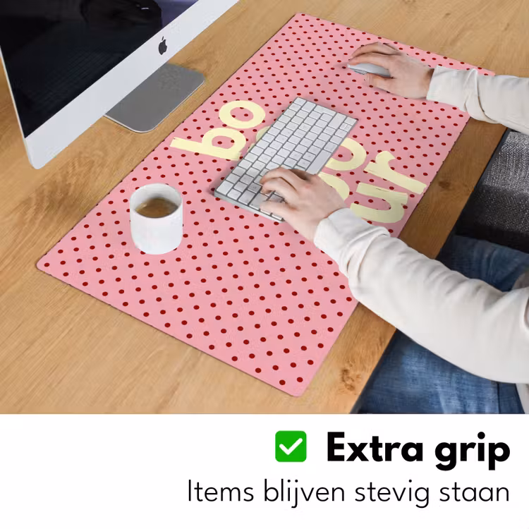 Bureau onderlegger - Bonjour - Stippen - Roze- Geel — 6