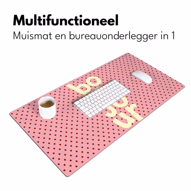 Bureau onderlegger - Bonjour - Stippen - Roze- Geel — 7