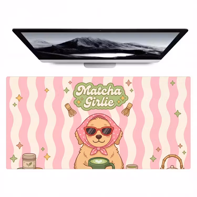 Bureau onderlegger - Matcha - Hond - Roze - Groen — 1