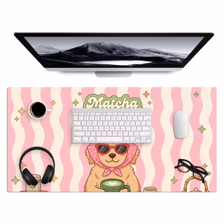 Bureau onderlegger - Matcha - Hond - Roze - Groen — 4