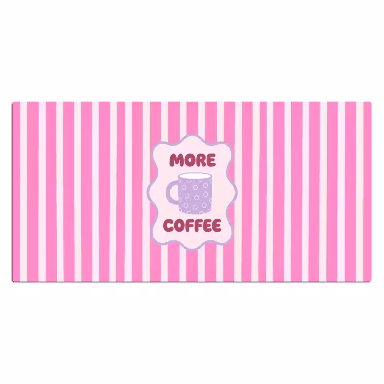 Bureau onderlegger - More coffee - Roze - Paars - Strepen - Mok — 2
