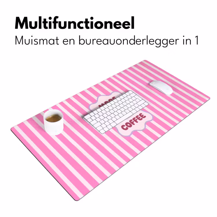 Bureau onderlegger - More coffee - Roze - Paars - Strepen - Mok — 7