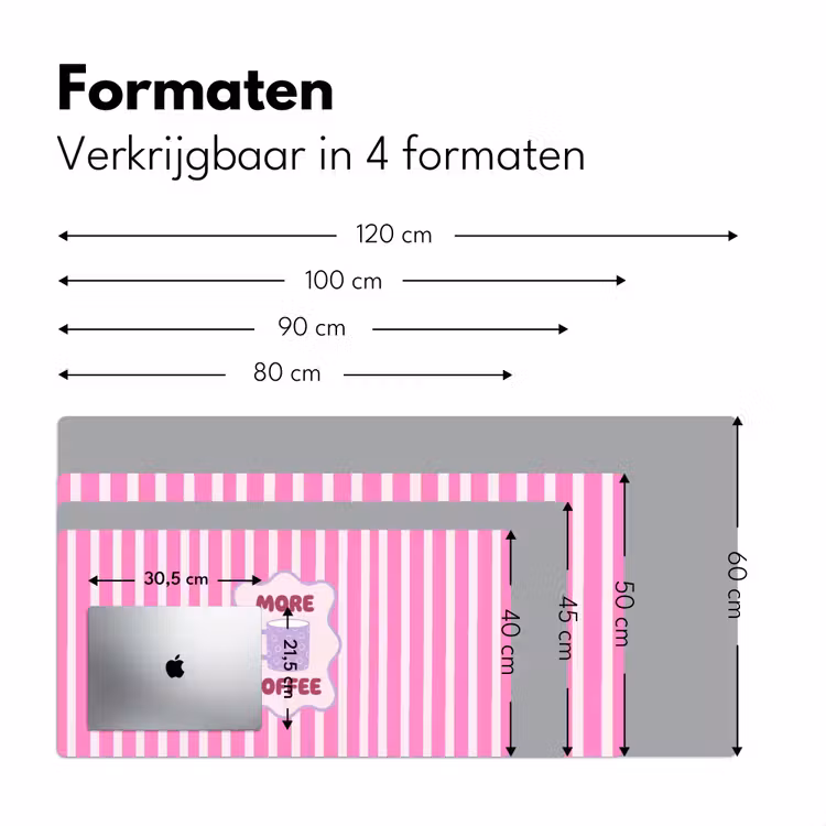 Bureau onderlegger - More coffee - Roze - Paars - Strepen - Mok — 8