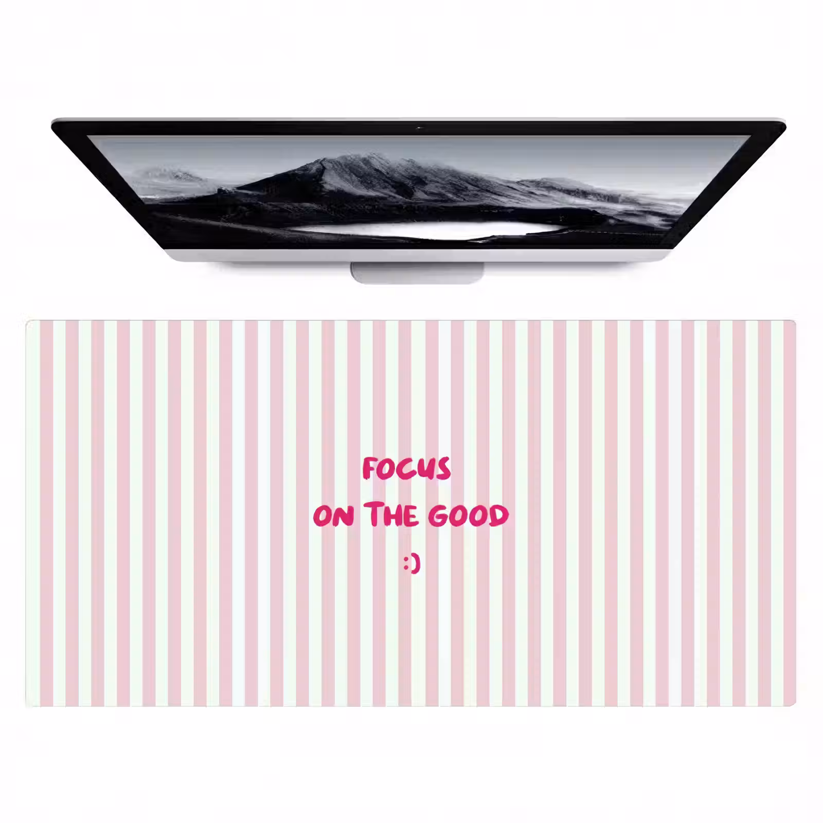 Bureau onderlegger - Focus on the good - Strepen - Roze - Smiley — 1