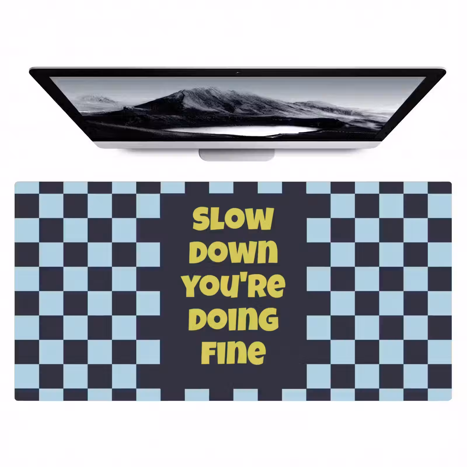 Bureau onderlegger - Patroon - Geblok - Blauw - Slow down you're doing fine — 1