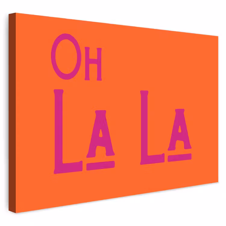 Buiten canvas - Oh la la - Oranje - Roze - Scheeflettertype — 1
