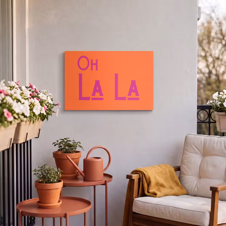 Buiten canvas - Oh la la - Oranje - Roze - Scheeflettertype — 3