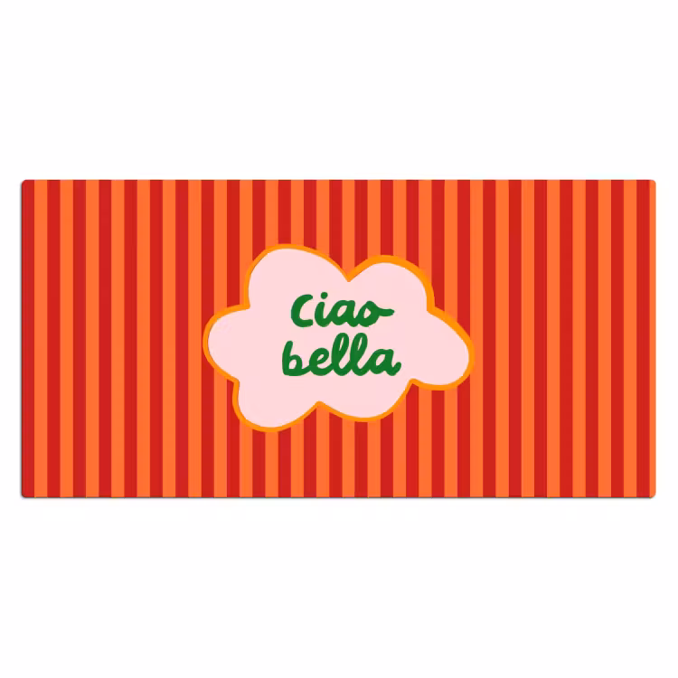 Bureau onderlegger - Ciao bella - Tekstwolk - Strepen - Oranje — 2