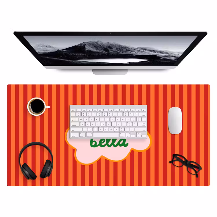 Bureau onderlegger - Ciao bella - Tekstwolk - Strepen - Oranje — 4