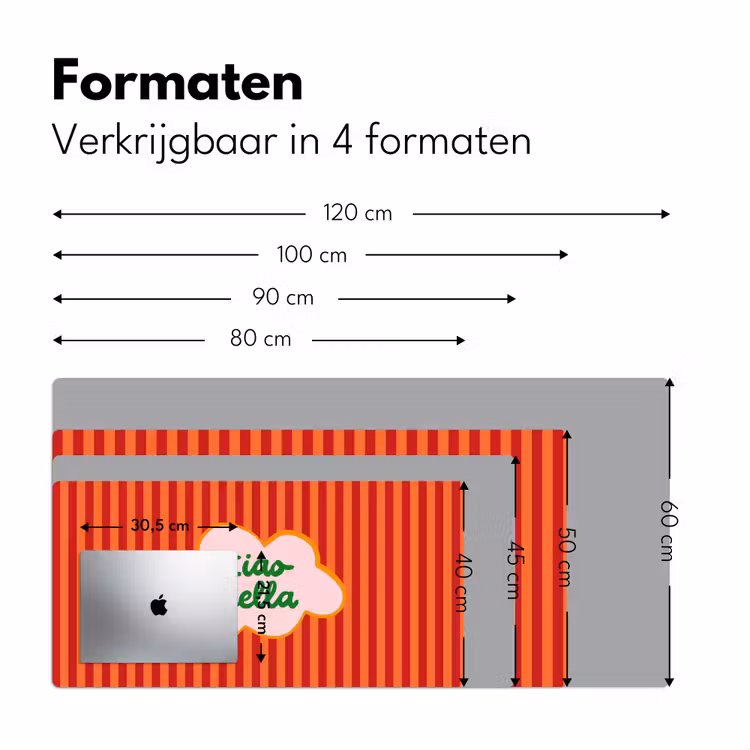 Bureau onderlegger - Ciao bella - Tekstwolk - Strepen - Oranje — 8